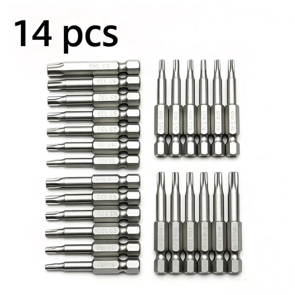 Vruelia 14Pcs Set Star Bit Screwdriver Drill Bits Screw Driver Magnetic 1/4Inch Hex Hand Tools Five-Pointed Star Bore Hole