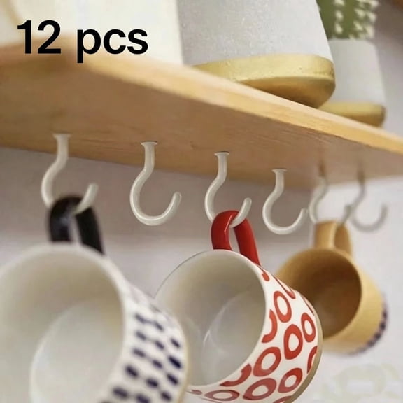 Vruelia 2.9" Large Ceiling Hooks, 12 Pcs Heavy Duty Screw-in Wall Hooks, Vinyl Coated Sturdy Screw Cup Hook for Hanging Plants, Mugs, Wind Chimes, Utensils (Easy to Install)