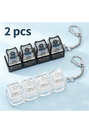 2 Pcs 4-in-1 Keyboard Adult Fidget Clicker Toy 2 Style Sound Keyboard Fidget Keychain Cube Mechanical Key Button Clicker Stress Relief Gift for Office Home Pass Time and Release Stress