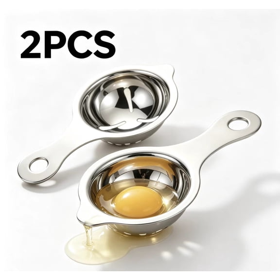 Vruelia 2Pcs Stainless Steel Egg Seperator Divider Egg White Yolk Sifting Filter Holder Tools Kitchen Accessory