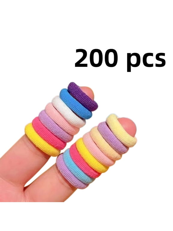 200PCS Women Girls Colorful Nylon Elastic Hair Bands Ponytail Hold Small Hair Tie Rubber Bands Scrunchie Hair Accessories