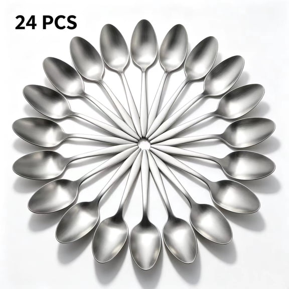 Vruelia 24 Pieces Dinner Spoons,6.7" Food Grade Stainless Steel Spoons Silverware, Mirror Polished Table Spoon Use for Home Kitchen Restaurant, Kitchen Essential Dinner Spoons, Dishwasher Safe