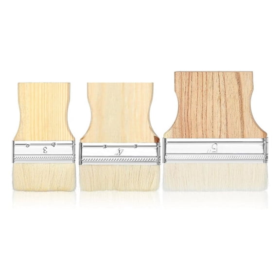 Vruelia 3 Pcs Flat Paddle Paint Brush Set,Wide Large 3/4/5 Inch for Oil and Acrylic Paints New
