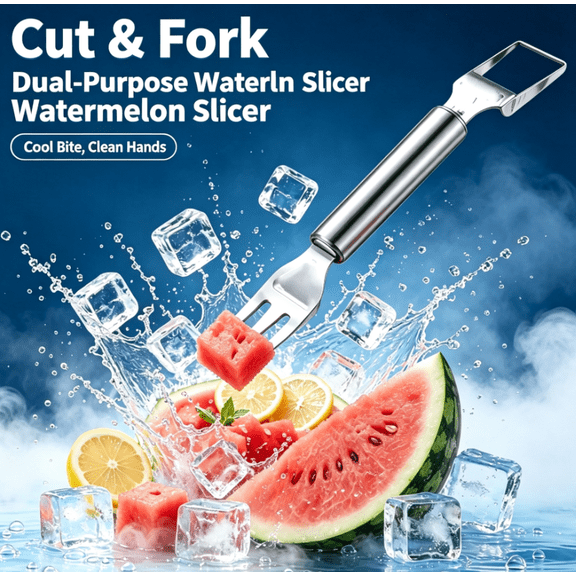 Vruelia 3 items Two In One Stainless Steel Fruit Cutter Cutter Latest Slicer Cutter Melon Mango Cutter Tool Cutter Kitchen Stainless Steel Fruit Cutter Fruit fork