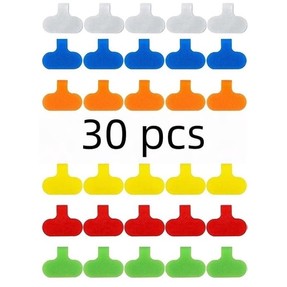 Vruelia 30 PCS Cable Labels Cord Labels Multi-Color Write on Wire Labels Tags for Cable Management and Identification