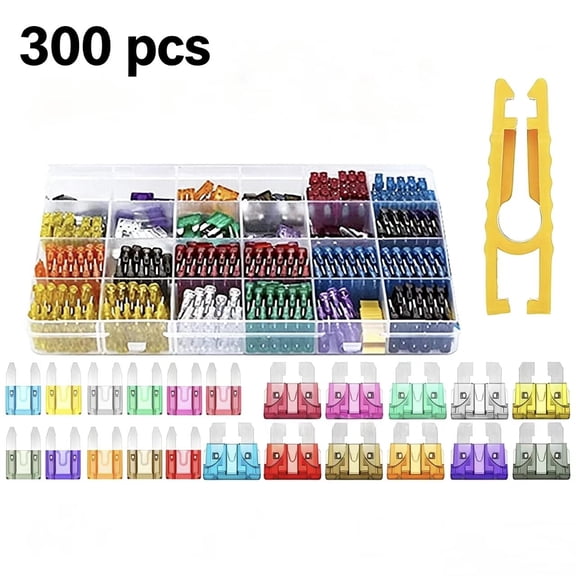 Vruelia 300pcs Car Blade Fuse Assortment Kit Auto Truck Automotive Medium Small Mixed Circuit with Box