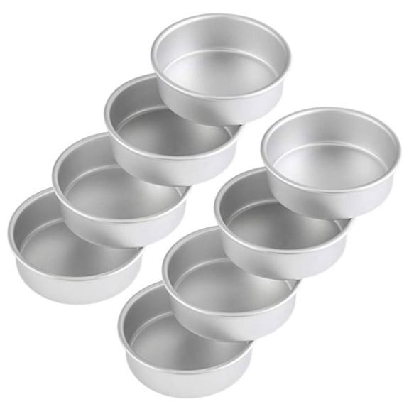 Vruelia 4 Inch Small Cake Pan Set Of 8, Baking Round Cake Pans Tins Bakeware for Mini Cake Pizza, Quiche, Non & Healthy