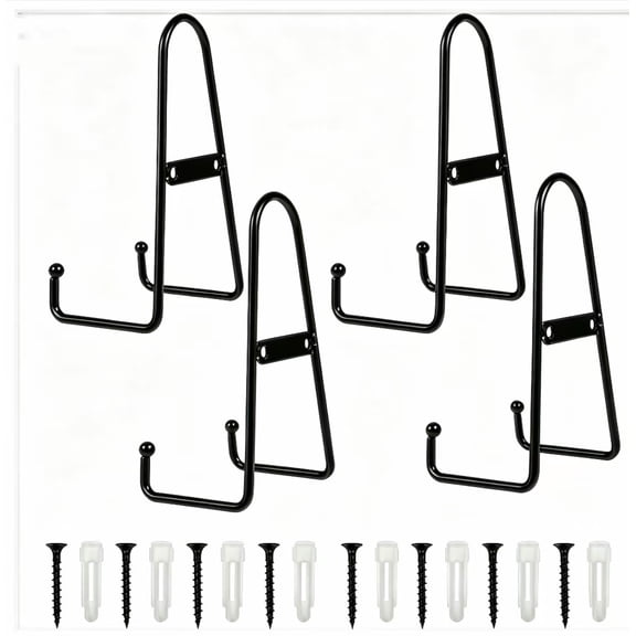 Vruelia 4 Pack Wall Mount Plate Display Stands, Medium Wall Easel Holder Plate Hanger Vertical Plate Stand Holders Wine Rack