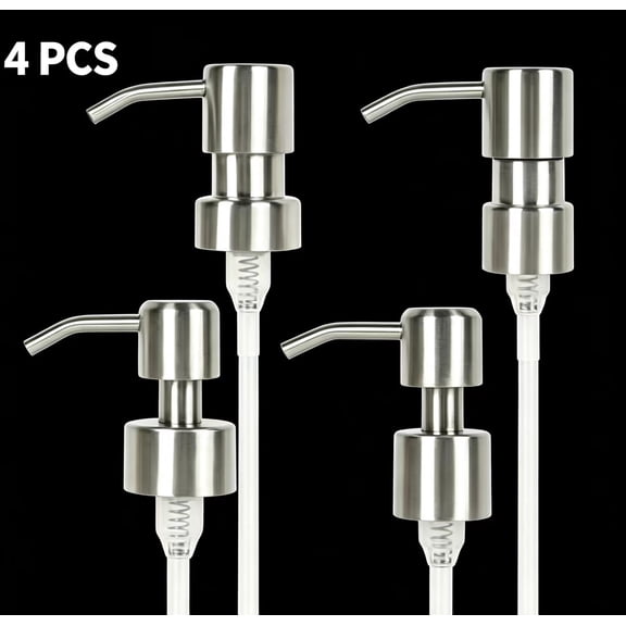 Vruelia 4Pcs Soap Dispenser Pump Replacement Stainless Steel Lotion Dispenser Pump for Regular 28/400 Neck Bottles for Bathroom