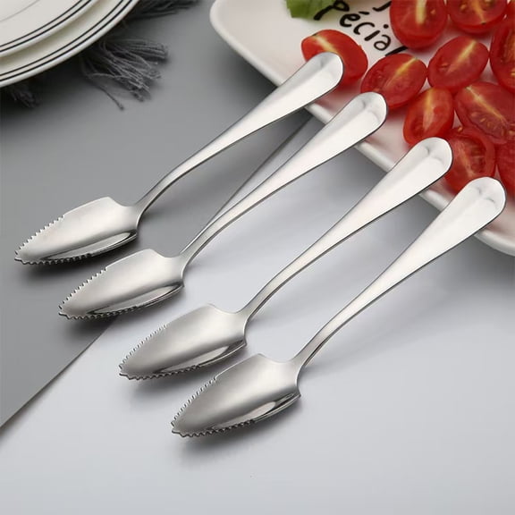 Vruelia 4Pcs Stainless Steel Grapefruit Spoons with Serrated Edges