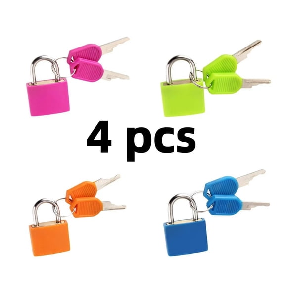 Vruelia 4Pcs Suitcase Lock,Mini Padlock with Key Small Locks for Schoolbag Backpack Luggage Padlock for School Gym