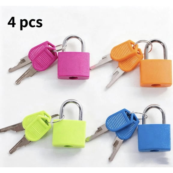 Vruelia 4Pcs Suitcase Lock,Mini Padlock with Key Small Locks for Schoolbag Backpack Luggage Padlock for School Gym