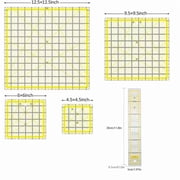 Vruelia 5 Pack Acrylic Quilting Ruler, Square Quilter Ruler Fabric Cutting Clear Mark