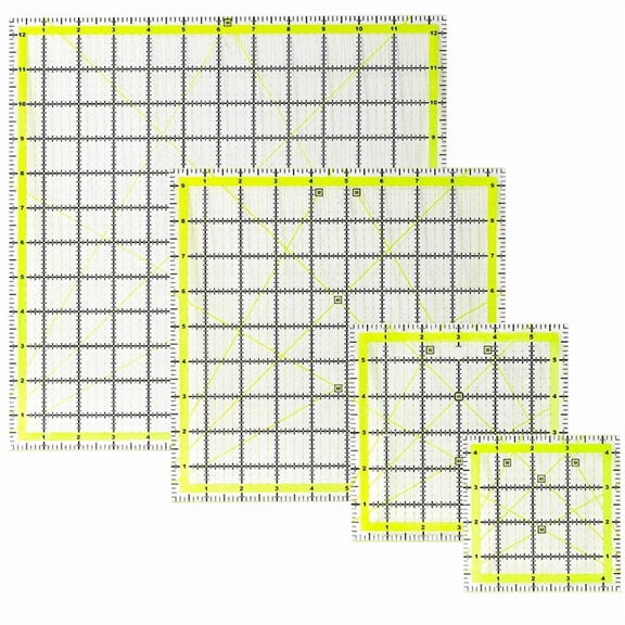 Vruelia 5 Pack Acrylic Quilting Ruler, Square Quilter Ruler Fabric Cutting Clear Mark