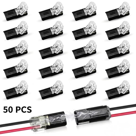 Vruelia 50PCS Double-Wire Plug-in Connector with Locking Buckle,Pluggable Connectors 2 Pin 2 Way Universal Compact Wire Terminal