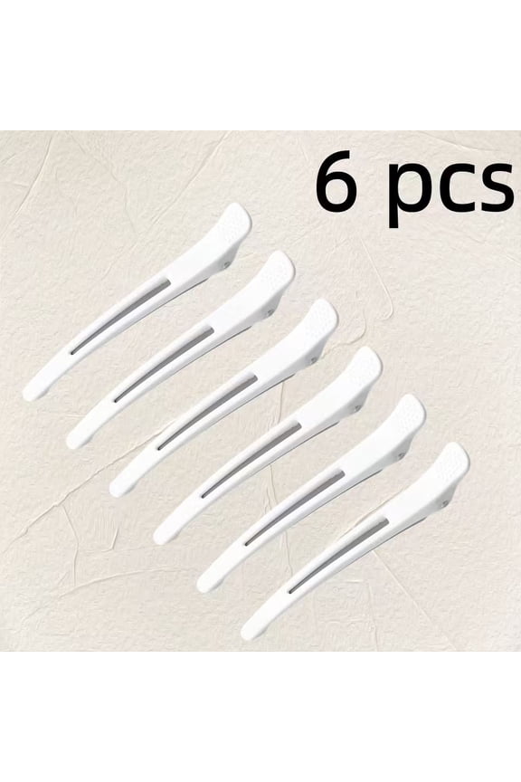 6pcs Professional Hair Clips for Styling Sectioning, Non Slip No-Trace Billed Hair Clips with Silicone Band, Salon and Home Hair Cutting Clips for Hairdresser, Women