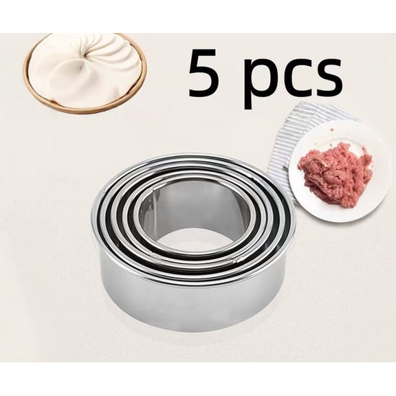 Vruelia Biscuit Cutters Set, Sturdy Stainless Steel Circle Round Cookie Cutters in Graduated Sizes Shape Molds for Pastries Doughs Doughnuts, 5 Pieces