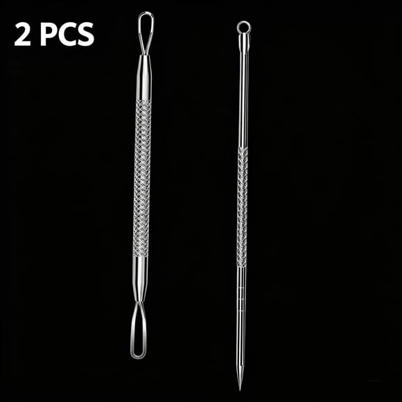 Vruelia Blackhead Remover Comedone Extractor,2 PCS Pimple Popper Tool, Pimple Comedone Removal 2-in-1 Extractor Tool,Stainless Steel Pimple Extractor Blackhead Removal Tool (Silver)