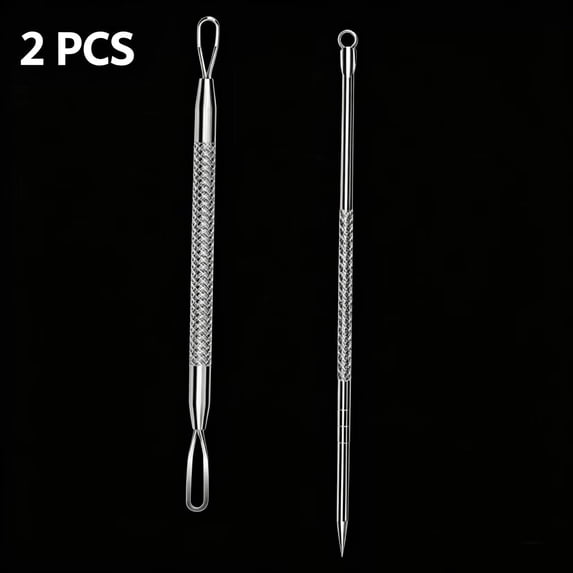 Vruelia Blackhead Remover Comedone Extractor,2 PCS Pimple Popper Tool, Pimple Comedone Removal 2-in-1 Extractor Tool,Stainless Steel Pimple Extractor Blackhead Removal Tool (Silver)