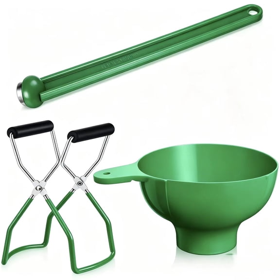 Vruelia Canning Kit Jar Lifter Wide Mouth Canning Funnel Lid Wand for Canning Jars Anti-Scald Kitchen Tools(3Pcs,Green)