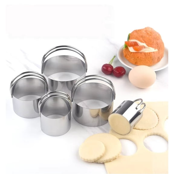 Vruelia Cookie Cutters Circle Biscuit Butters (5 Pieces/ Set), Round Cookies Cutter with Handle, Professional Baking Dough Tools (Round)