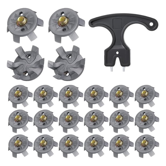 Vruelia Golf Spikes Set Includes 30 Pcs Cleats Replacement Spanner Metal Thread Screw 6 mm Dia Spike Too