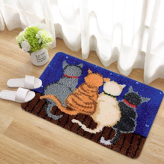 Vruelia Hook Rug Kits Crocheting Carpet Rug - Canvas Cushion Mat Crochet Tapestry Sofa Decor