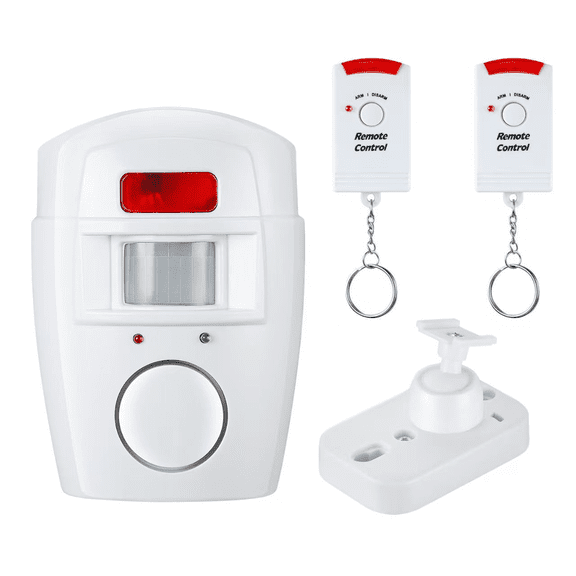 Vruelia Infrared Motion Sensor Alarm - Burglar with 2 Remote Controls, Suitable for Home/Garages/Shops