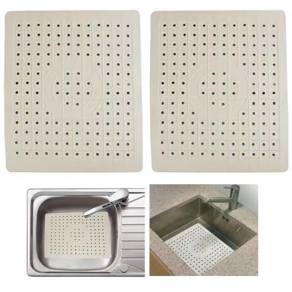 Vruelia Kitchen Sink Mat 2PCS Food Grade Rubber Material Non‑Slip Easy To Clean Sink Protector Mat For Kitchen Kitchen Drain Pad