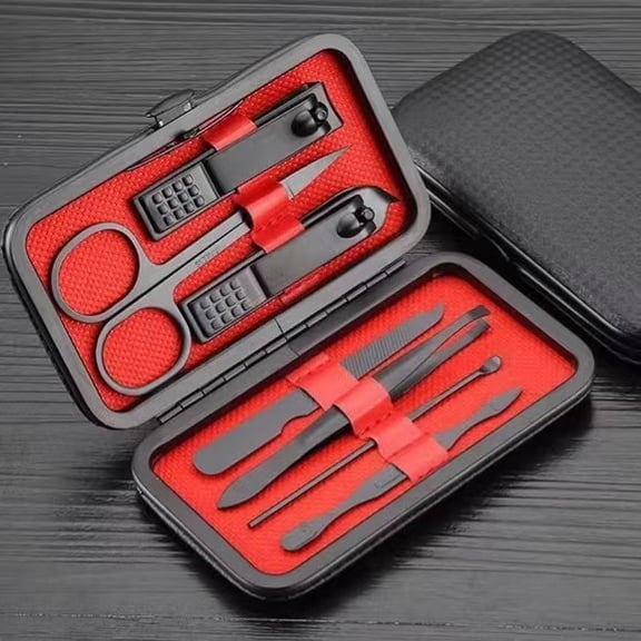 Vruelia Manicure Set, 7pcs Nail Care Kit with Clippers for Professional Grooming, Pedicure and Manicure, Travel Kit for Men Women