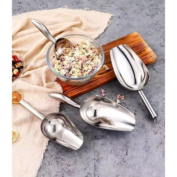 Vruelia Mini Ice Scoop Set of 3, Stainless Steel 3 Ounce Metal Utility Scooper for Food