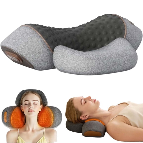 Vruelia Neck Massager,3 In 1 Neck Massager, Neck Massage Pillow with Heat, Rechargeable Cervical Neck Pillow for Sleeping,Ergonomic Memory Foam Pillow