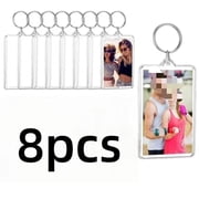 Vruelia 8pcs Picture Keychains Photo Frame Key Chain Pendant Photo Souvenir Decorative Buckle DIY Gift Key Chain