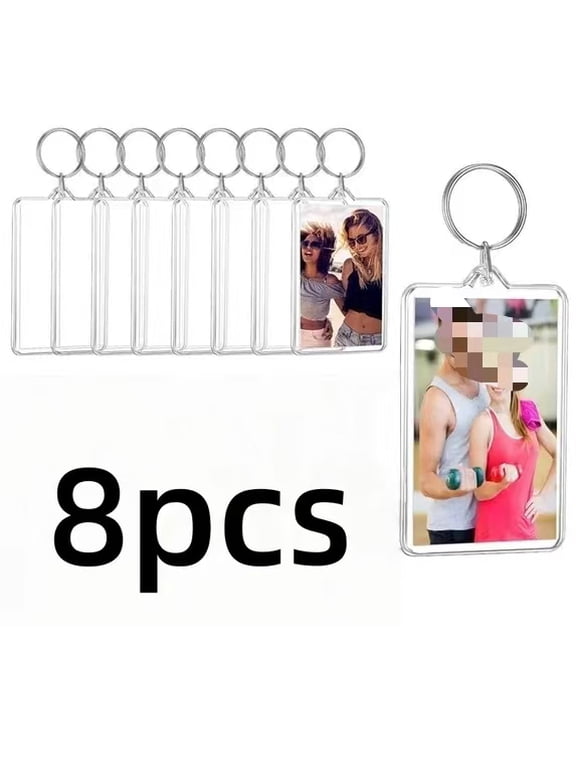 8pcs Picture Keychains Photo Frame Key Chain Pendant Photo Souvenir Decorative Buckle DIY Gift Key Chain