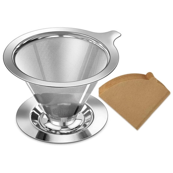 Vruelia Pour Over Coffee Dripper, Slow Drip Filter with 40 PCS Paper Filter, Maker for 1-2Cups Brew