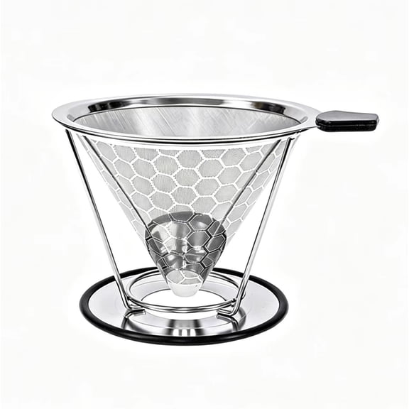 Vruelia Pour Over Coffee Dripper Stainless Steel Slow Drip Coffee Filter Metal Cone Paperless Reusable Single Cup Coffee Maker