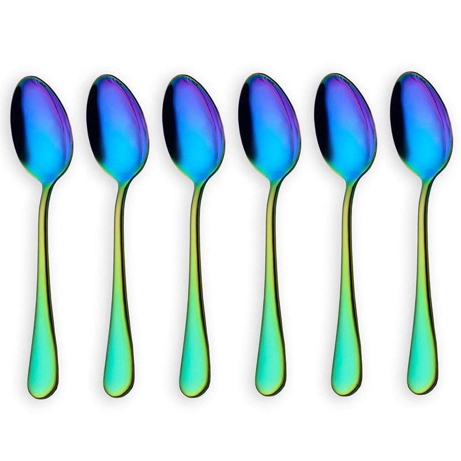 Vruelia Rainbow color TeaSpoons Coffee Spoon Mini Cake Spoon Stainless ...