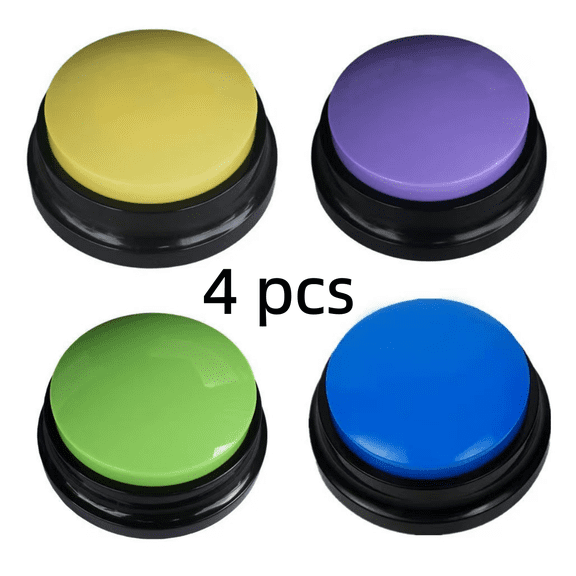 Vruelia Recordable Dog Buttons for Communication, Talking Button for Dogs, Tech your Dog to Talk with Button, 30 Second Record & Playback Pet Training Buzzers, 4 Packs
