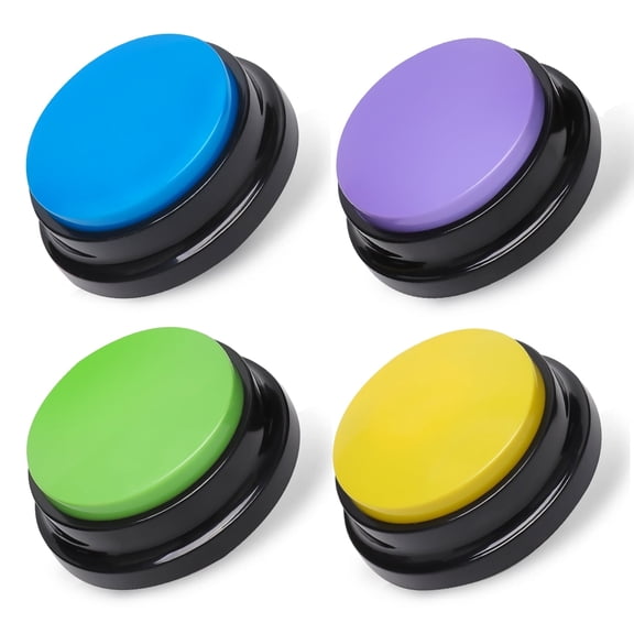 Vruelia Recordable Dog Buttons for Communication, Talking Button for Dogs, Tech your Dog to Talk with Button, 30 Second Record & Playback Pet Training Buzzers, 4 Packs