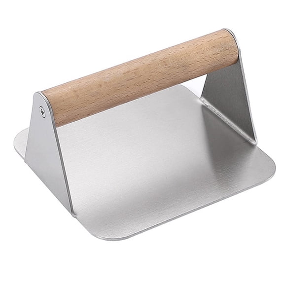 Vruelia Stainless Steel Hamburger Patty Maker with Wood Handle