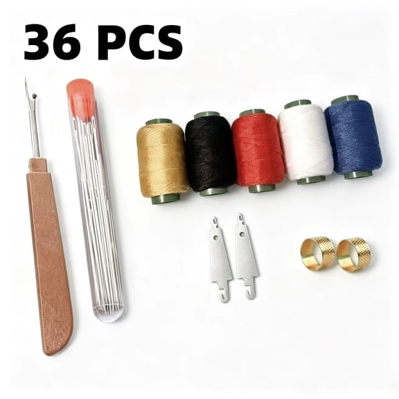 Vruelia Stainless Steel Needles for Hand Sewing, 36PCS Big Eye Steel Sewing Needles Kit, Long & Thin Handmade Quilting & Sewing Needles Kit for DIY Sewing Projects (1 Set)
