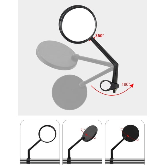Vruelia Universal Scooter Rearview Mirror, Scooter Handlebar View Retroreflector 360° Rotation Safety Mirror 1 Pair