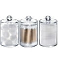 thumbnail image 1 of Vruelia oz Plastic Cotton Swab Ball Pad Holder, Qtip Jar Clear Makeup Organizer, Bathroom Containers Dispenser 3 Pack, 1 of 7