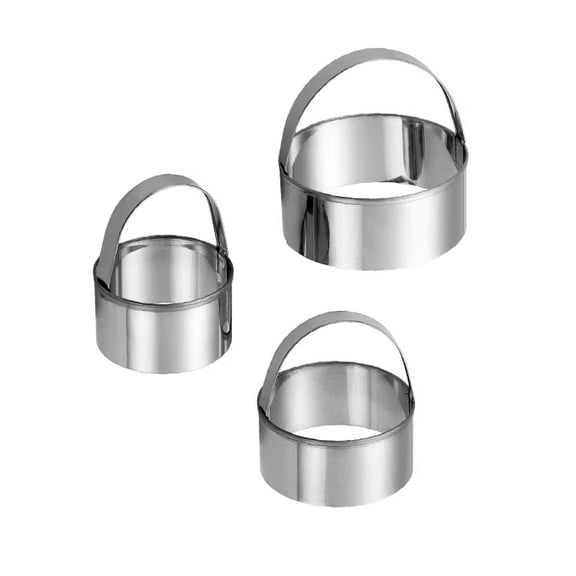 Vruelia witspace Round Biscuit Cutters with Handle, Stainless Steel Baking Essential Tool for Effortless Circle Cookie Shaping,Pastry,Cake Decoration Creation鈥揚recise Cut for Dumpling,Scone, Donut