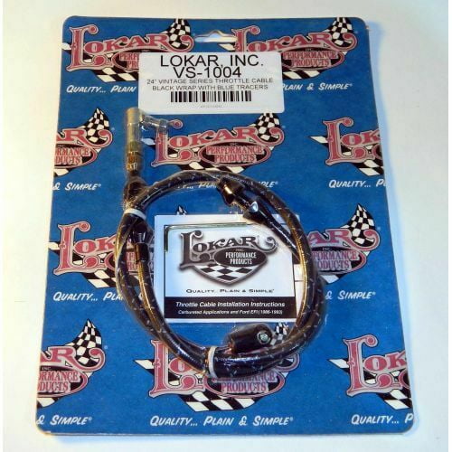 Lokar VS-1004 Vintage Series Throttle Cable - 2 ft Long - Hardware Included - Woven Cotton - Black / Blue - Universal