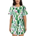 thumbnail image 1 of Vsdghe Cactus Plants Pattern Women's Pajama Set,Short Sleeve Sleepwear 2 Piece Pjs Lounge Sleepwear Sets-4X-Large, 1 of 6