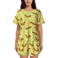 thumbnail image 1 of Vsdghe Floral Squirrel Pattern Women's Pajama Set,Short Sleeve Sleepwear 2 Piece Pjs Lounge Sleepwear Sets-Medium, 1 of 6