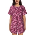 thumbnail image 1 of Vsdghe Flowers With Green Leaves Pattern Women's Pajama Set,Short Sleeve Sleepwear 2 Piece Pjs Lounge Sleepwear Sets-Small, 1 of 6