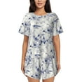 thumbnail image 1 of Vsdghe Indigo Tie Dye Pattern Women's Pajama Set,Short Sleeve Sleepwear 2 Piece Pjs Lounge Sleepwear Sets-Large, 1 of 6
