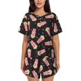 thumbnail image 1 of Vsdghe Popcorn Pattern Women's Pajama Set,Short Sleeve Sleepwear 2 Piece Pjs Lounge Sleepwear Sets-3X-Large, 1 of 6